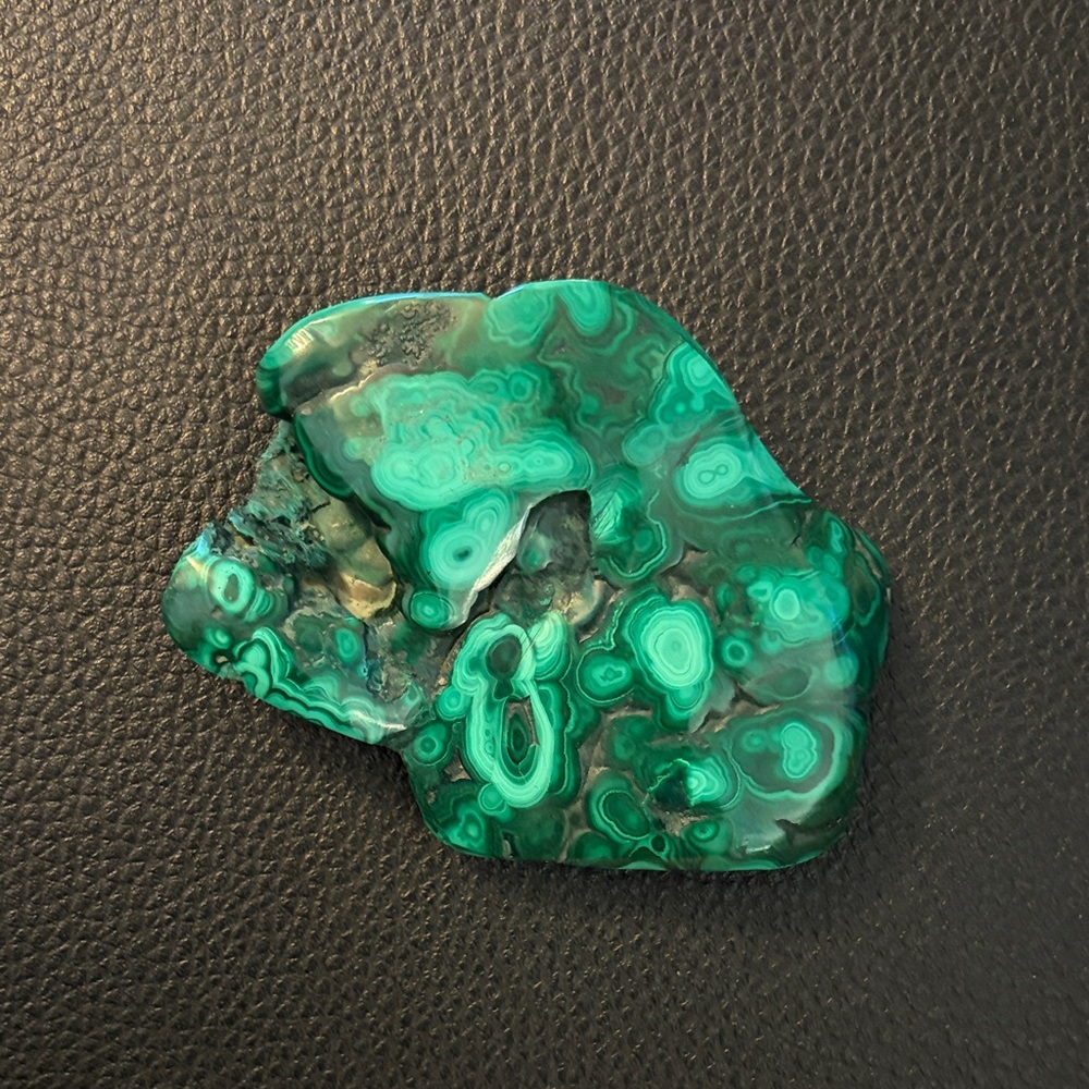 Polished Malachite Decorative Stone - Vibrant Green Swirls